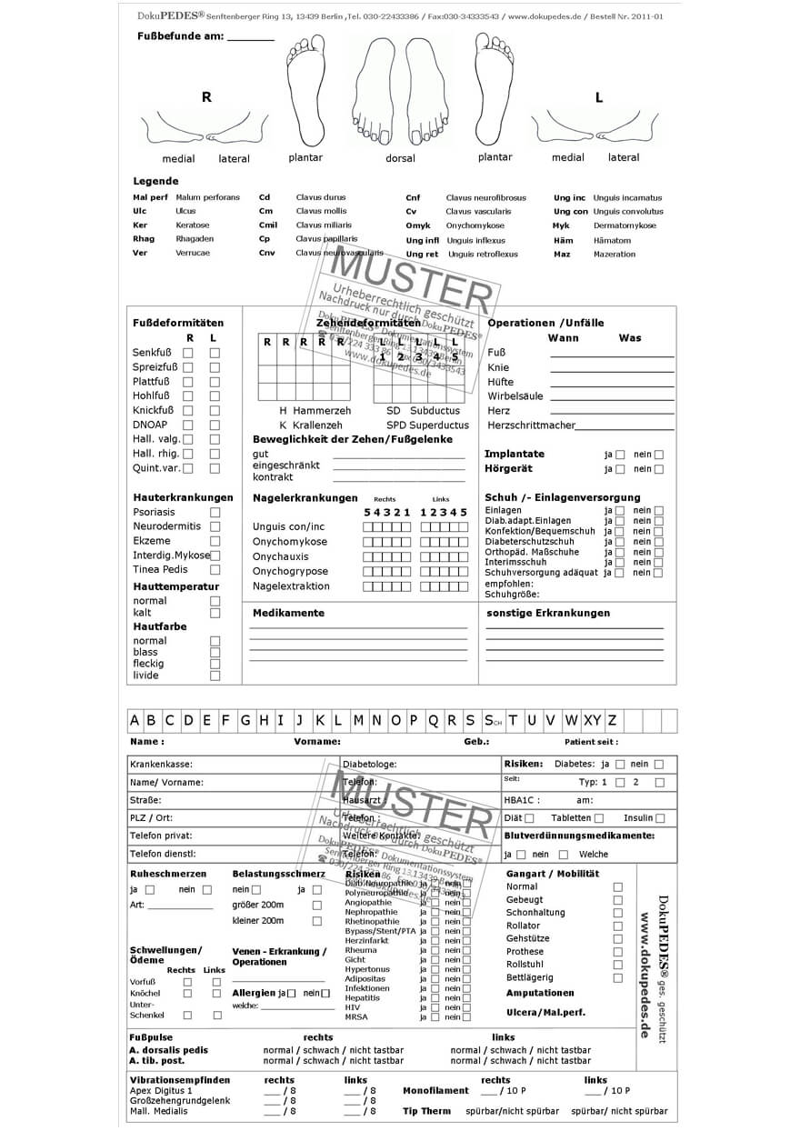 KARTEIKARTE | PODO- THERAPIEKARTE A5 Klappkarte - Version 2024